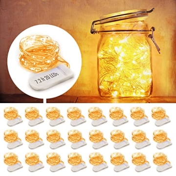 MUMUXI 24 Pack 7.2ft Fairy Lights Battery Operated String Lights, 20 Mini Battery Powered LEDs for C...