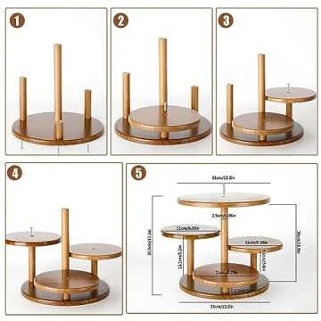 4 Tier Round Cupcake Tower Stand Wooden Cake Stand Rustic Cupcake Stand Cake and Cupcake Stand Combo Farmhouse Tiered Tray Decor Desert Stands Food Display Stands for Party