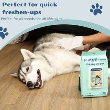 Injoya Pet Glove Wipes, Resealable Pack of 12 Pet Grooming Gloves, Dog Wipes Cleaning Deodorizing, N...