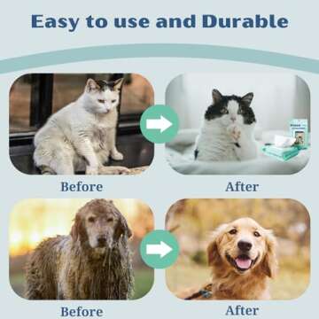 Injoya Pet Glove Wipes, Resealable Pack of 12 Pet Grooming Gloves, Dog Wipes Cleaning Deodorizing, Non-Toxic, Lick Safe, Mild Fresh Scent, Hypoallergenic, Moisturizing, Bath Alternative, Wrinkle Wipes