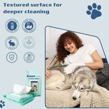 Injoya Pet Glove Wipes, Resealable Pack of 12 Pet Grooming Gloves, Dog Wipes Cleaning Deodorizing, Non-Toxic, Lick Safe, Mild Fresh Scent, Hypoallergenic, Moisturizing, Bath Alternative, Wrinkle Wipes