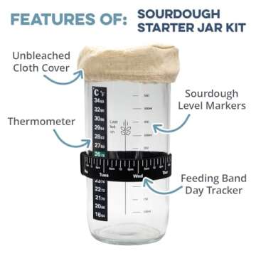 Cultures For Health Sourdough Starter Jar Kit | Easy DIY Breadmaking Kit for Sourdough Bread | Essential Baking Supplies for Homemade Bread | Glass Jar Kit With Spatula Baking Set | Fermentation Jar