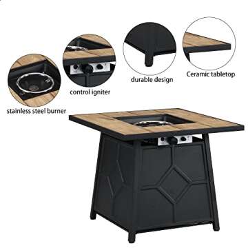 Outdoor Fire Table Gas Fire Pit 40,000 BTU for Patio