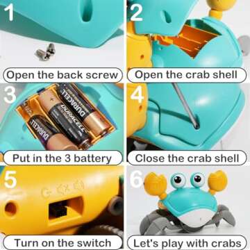 Pbooo Crawling Crab Baby Toy, Interactive Walking Dancing Moving Crab Toy (Infrared Sensing) 3-6 6-12 Months, Toddler Learning Tummy Time Crab, Infant Music Sensory Birthday Gifts