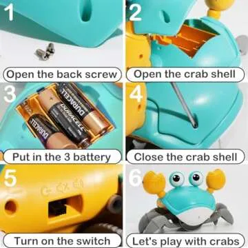 Pbooo Interactive Crawling Crab Toy for Babies 3-12 Months