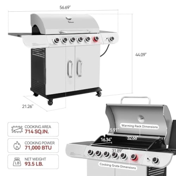 Royal Gourmet 6-Burner Grill with Sear Burner and Side Burner