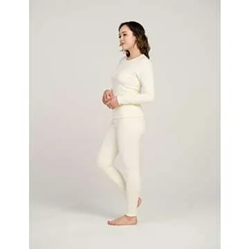 LAPASA Women's Thermal Underwear Set Fleece Lined Long Johns Top Shirt & Bottom Soft Base Layer Thermoflux 300 Extra Warm Heavyweight Cold Weather L44 Medium Off White 5.0
