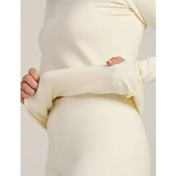 LAPASA Women's Thermal Underwear Set Fleece Lined Long Johns Top Shirt & Bottom Soft Base Layer Thermoflux 300 Extra Warm Heavyweight Cold Weather L44 Medium Off White 5.0