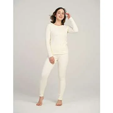 LAPASA Women's Thermal Underwear Set Fleece Lined Long Johns Top Shirt & Bottom Soft Base Layer Thermoflux 300 Extra Warm Heavyweight Cold Weather L44 Medium Off White 5.0
