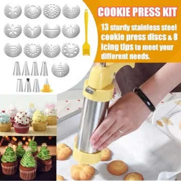 Stainless Steel Cookie Press Gun Kit for Baking