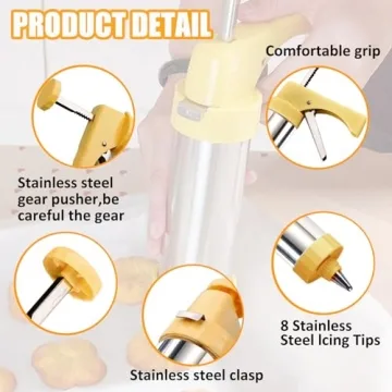 Stainless Steel Cookie Press Gun Kit for Baking