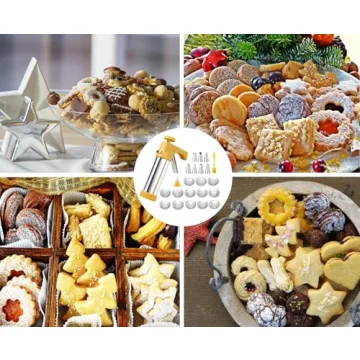 Stainless Steel Cookie Press Gun Kit for Baking