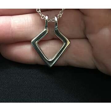 Geometric Ring Holder Necklace Made in USA by Ali C Art Handmade, Sterling Silver Keeper Jewelry, Wedding Engagement Anniversary Birthday Christmas Gift for Women Doctor Surgeon Nurse MD RN LVN Wife