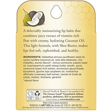 Burt's Bees Coconut & Pear Lip Balm - 4 Tubes Best Deal