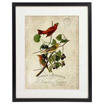 IDIOPIX Vintage Bird & Botanical Home Decor Wall Art Print Set of 4 Prints UNFRAMED No.1