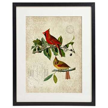 IDIOPIX Vintage Bird & Botanical Home Decor Wall Art Print Set of 4 Prints UNFRAMED No.1