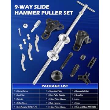 Orion Motor Tech 9-Way Slide Hammer Puller Set for Automotive Repairs and DIY Tasks