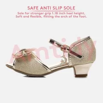 Amtidy High Heels Sandals Dress Shoes Wedge Performance Sequin Glitter Princess Sandals Dress Crystal High Shoes for Girls （10M Toddler, Silver）