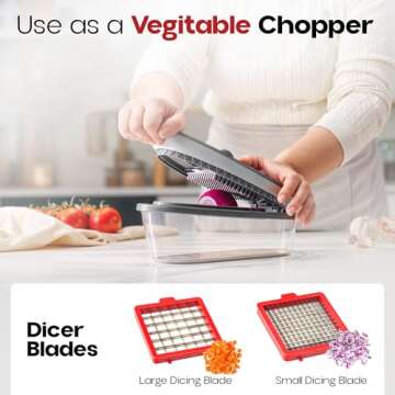 CHOPZILLA Food Chopper Vegetable Cutter and Mandoline Slicer with 4 Blades and Scraper, All in 1 Sharp Vegetable Chopper, French Fry Cutter, Veggie Chopper for Onion, Fruit, Salad, Cucumber, Potato