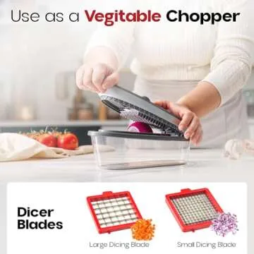 CHOPZILLA Food Chopper Vegetable Cutter and Mandoline Slicer with 4 Blades and Scraper, All in 1 Sharp Vegetable Chopper, French Fry Cutter, Veggie Chopper for Onion, Fruit, Salad, Cucumber, Potato