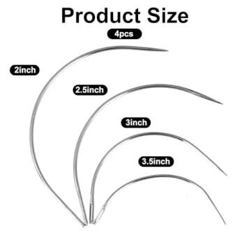 Curved Needles 2'' / 2.5'' / 3 ''/ 3.5 '' C Type Weaving Sewing Needles Hand Sewing Leather Needles ...