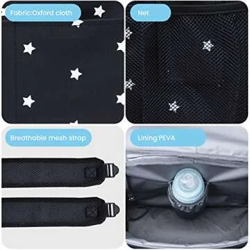 Orzbow XL Universal Stroller Organizer with Insulated Bottle Holder