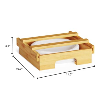 SpaceAid 9-inch Paper Plate Dispenser, Under Cabinet Bamboo Plates Holder, Kitchen Counter Vertical Plate Dipensers Holders Countertop Caddy (for 9 inches Plates, Bamboo)