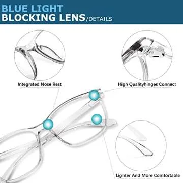 Oilway Blue-Light Blocking Glasses Computer Reading/Gaming/TV/Phones Glasses Fashion Anti Eyestrain UV Glasses for Women Men