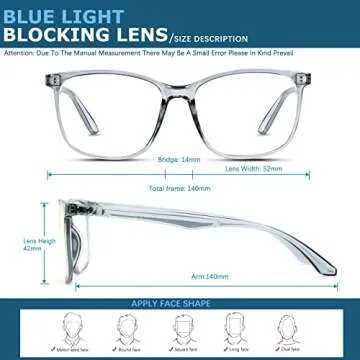 Oilway Blue-Light Blocking Glasses Computer Reading/Gaming/TV/Phones Glasses Fashion Anti Eyestrain UV Glasses for Women Men