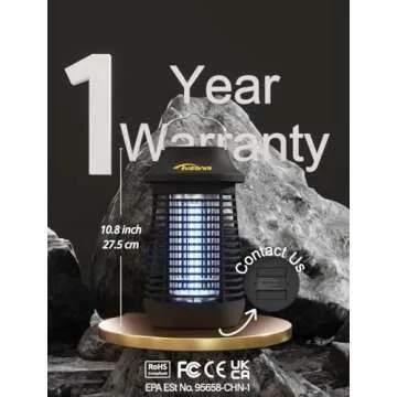 Bug Zapper 4200V for Outdoor and Indoor, 9.84 Ft Power Cord with Switch, Waterproof Electric Mosquito Zappers(3rd Generation), Mosquito lamp, Electronic Bug Zapper Light Bulb