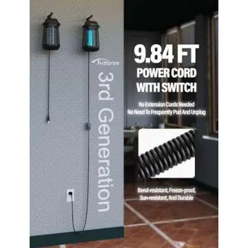 Bug Zapper 4200V for Outdoor and Indoor, 9.84 Ft Power Cord with Switch, Waterproof Electric Mosquito Zappers(3rd Generation), Mosquito lamp, Electronic Bug Zapper Light Bulb