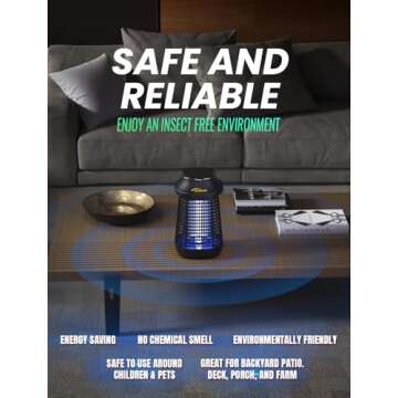 Bug Zapper 4200V for Outdoor and Indoor, 9.84 Ft Power Cord with Switch, Waterproof Electric Mosquito Zappers(3rd Generation), Mosquito lamp, Electronic Bug Zapper Light Bulb