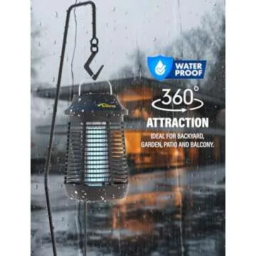 Bug Zapper 4200V for Outdoor and Indoor, 9.84 Ft Power Cord with Switch, Waterproof Electric Mosquito Zappers(3rd Generation), Mosquito lamp, Electronic Bug Zapper Light Bulb