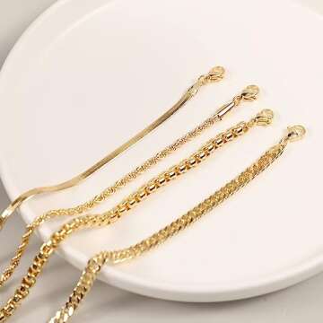 JECOMY Gold Bracelets for Women Gold Chain Bracelet Sets for Women 14K Gold Plated Dainty Link Paperclip Bracelets Cuba Stackable Layered Metal Link Bracelet Set Anklet Jewelry for Women
