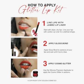 Stay Golden Cosmetics Baeby Glitter Lip Kit, Transfer Proof and Smudge Proof 3 oz