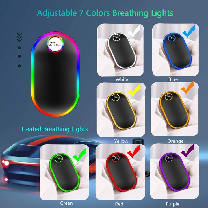 Rechargeable Hand Warmer with Color Lights and USB