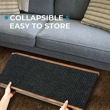 SweetBin 18" Tall Adjustable Pet Ramp - Small Dog Use Only - Wooden Folding Portable Dog & Cat Ramp Perfect for Couch or Bed with Non Slip Carpet Surface - 4 Levels Height Adjustable Up to 90Lbs