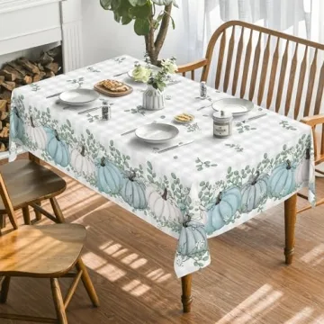 Fall Tablecloth 33x33" Blue Pumpkin Design