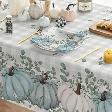 Fall Tablecloth 33x33" Blue Pumpkin Design