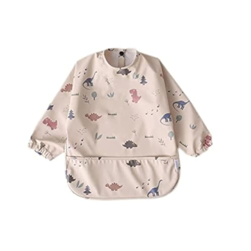 GZMM Waterproof Baby Bibs for Infants and Toddlers - Long Sleeve Feeding Bibs with Food Catcher