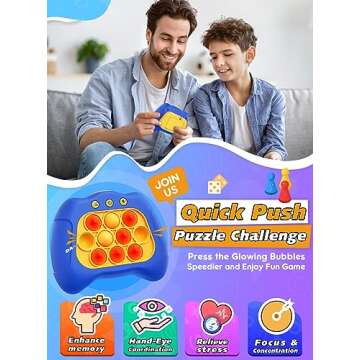 Light Up Bubble Up Fidget Toy, Electronic Quick Push Game Console, Birthday Gifts for 6 7 8 9 10-12 ...