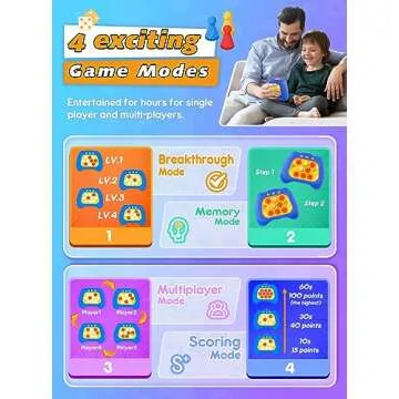 Light Up Bubble Up Fidget Toy, Electronic Quick Push Game Console, Birthday Gifts for 6 7 8 9 10-12 Year Boys and Girls Push Up Stress Toy, Concentration Fast Speed Puzzle Game for Family Party