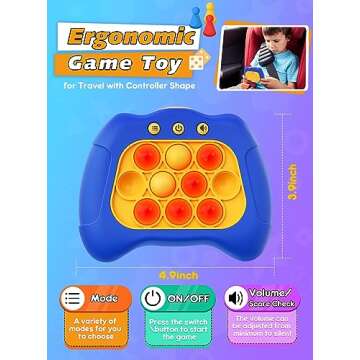 Light Up Bubble Up Fidget Toy, Electronic Quick Push Game Console, Birthday Gifts for 6 7 8 9 10-12 Year Boys and Girls Push Up Stress Toy, Concentration Fast Speed Puzzle Game for Family Party