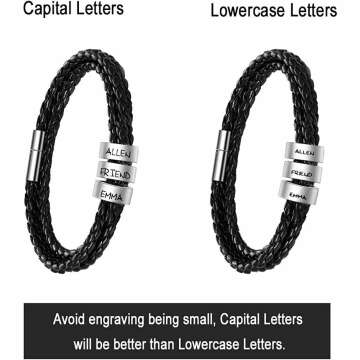 Custom Men's Leather Bracelet with Engraved Names