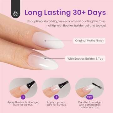 Beetles Almond Press on Nails French Tip Gel Nails 150PCS 4-IN-1 Medium Nude Gradient Gel Nail Tips Gel French Tip Nails Easy False Nail Tips DIY Nail Art Salon Nails