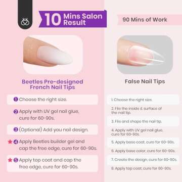 Beetles Almond Press on Nails French Tip Gel Nails 150PCS 4-IN-1 Medium Nude Gradient Gel Nail Tips Gel French Tip Nails Easy False Nail Tips DIY Nail Art Salon Nails