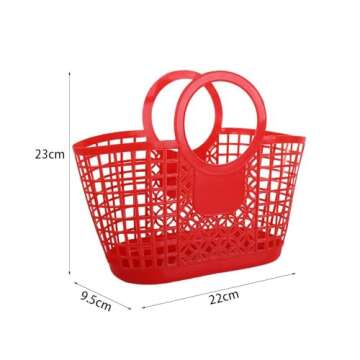 Generic Plastic Storage Basket, Portable Basket with Handle, Shopping Baskets Kitchen Fruit Vegetabl...