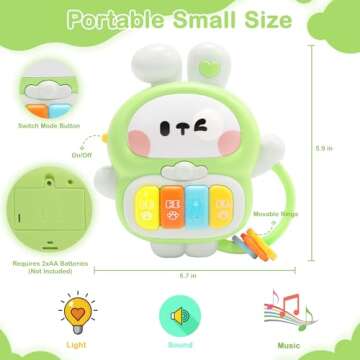 Baby Musical Toys 6-12 Months, Rabbit Piano for Baby Musical Toys for Toddlers 1-3, Busy Board with ...