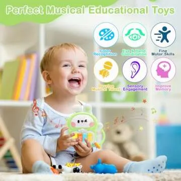 Baby Musical Toys 6-12 Months, Rabbit Piano for Baby Musical Toys for Toddlers 1-3, Busy Board with Music & Light, Birthday Toy for Infant Toddler 1 Year Old Boy Girl Gifts (Green)