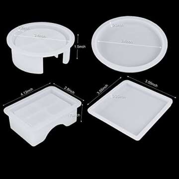 LET'S RESIN Coaster Resin Molds, Upgraded 10pcs Epoxy Molds Holder Kit with 5 Plastic Dropper 5 Wood...